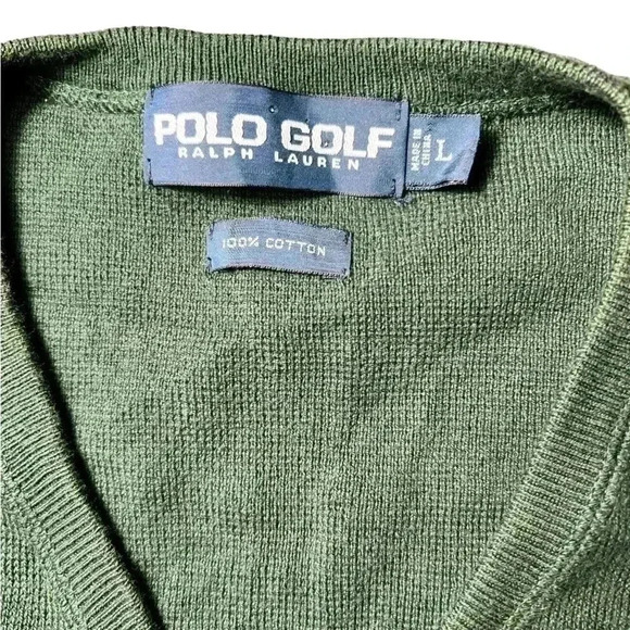 Vtg Ralph Lauren Polo Golf Sweater Vest, Hunter Green - Size L - CottonUSA - Picture 7 of 10